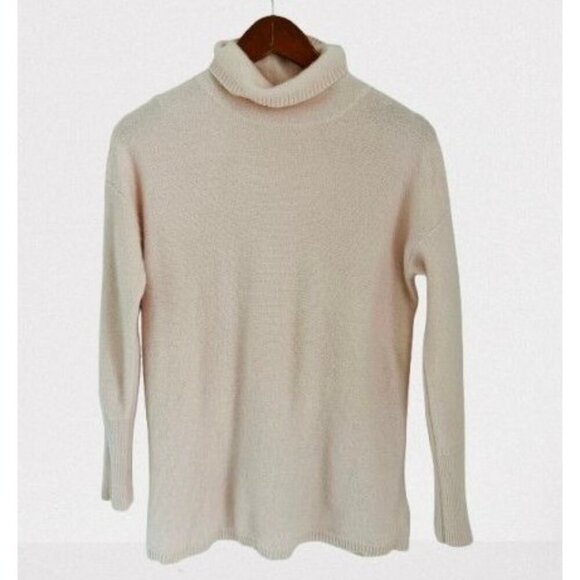 The Cashmere Project 2-ply Cashmere Turtleneck Pale Pink Sweater - Picture 1 of 8